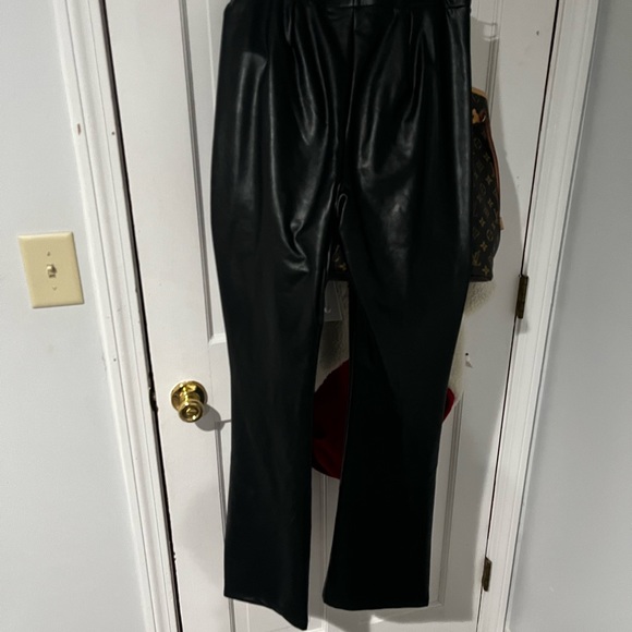Flared Leather Pants with Slits - Picture 2 of 2